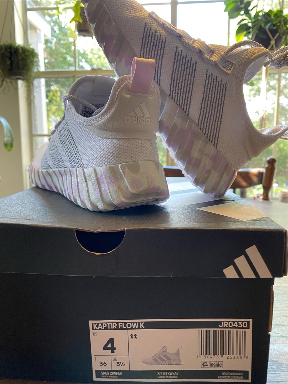 adidas White Athletic Shoes with Light Purple Accents - Picture 7 of 7